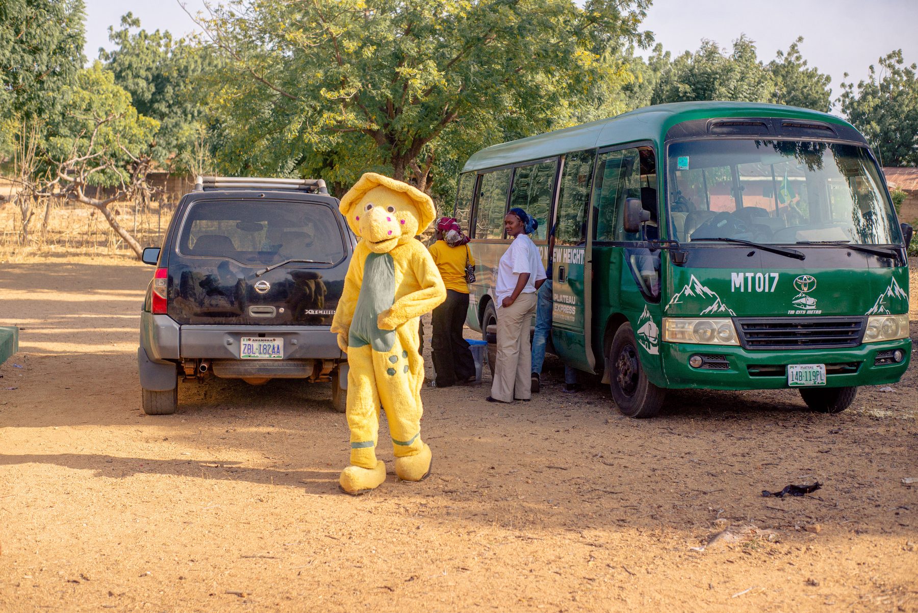 The outreach team arriving at a rural community